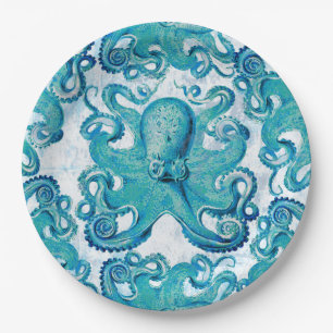 Plato De Papel Octopus Marine Life Ocean Animals Beach Nautical