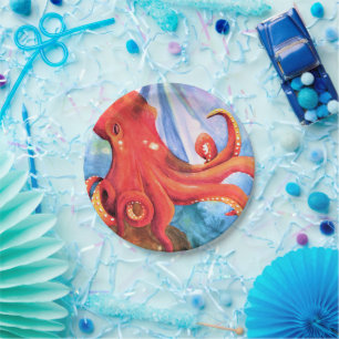 Plato De Papel Octopus "Under the Sea"