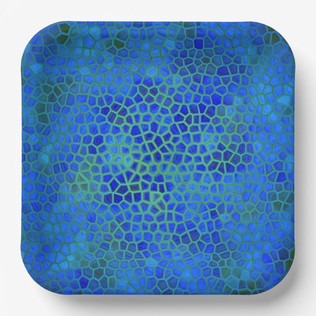 Plato De Papel Ocultar de dinosaurio azul (Anverso)