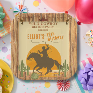 Plato De Papel Oeste de cumpleaños de vaquero salvaje