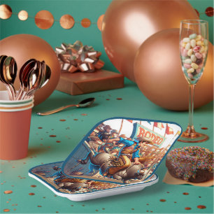 Plato De Papel Oeste de Rodeo Cowboy Bull Riding