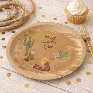 Plato De Papel Oeste Salvaje Cumpleaños Fiesta del Desierto Vaque