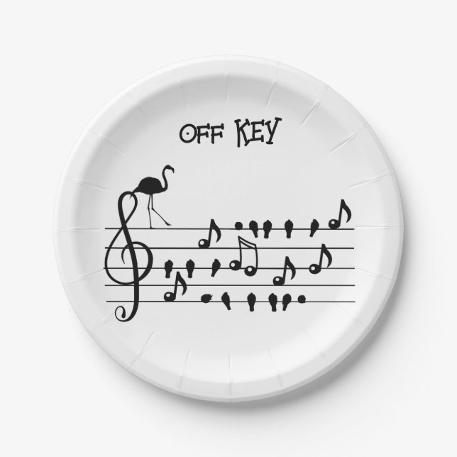 Plato De Papel Off Key, personalizable de flamingo (Anverso)