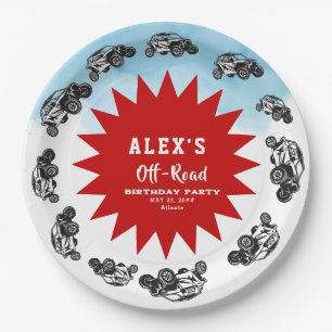 Plato De Papel Off Road Adventure AtV Monster Truck Cumpleaños