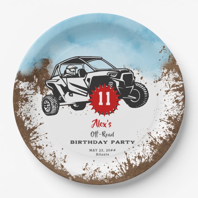 Plato De Papel Off Road Adventure AtV Monster Truck Cumpleaños (Anverso)
