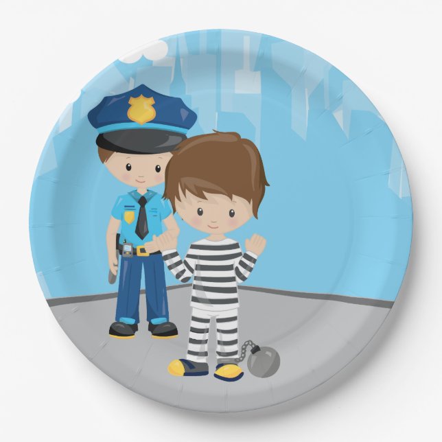 Plato De Papel Oficial de Policía Cuidadoso (Anverso)