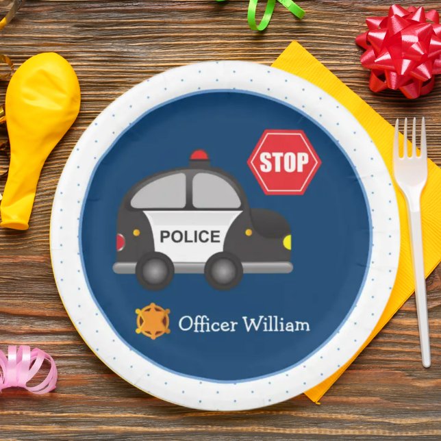 Plato De Papel Oficial de policía de niños pequeños y azul de aut (Subido por el creador)