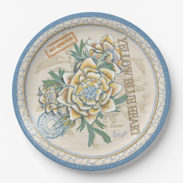 Plato De Papel Oficina de Creaciones G flor amarilla (Anverso)