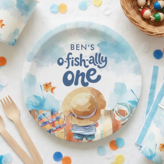 Plato De Papel Ofishally One Fishing Boy 1st Birthday  (Subido por el creador)