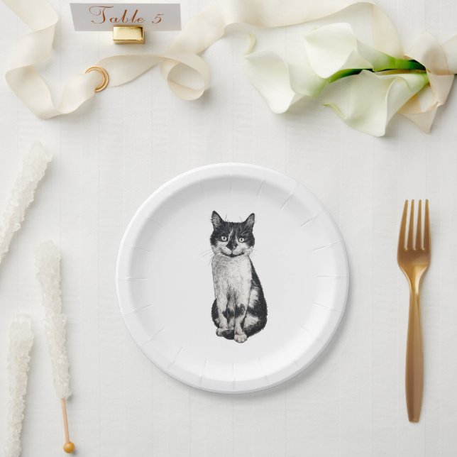 Plato De Papel Ogie el gato (Boda)