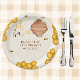Plato De Papel Oh Babee, Cute Watercolor Bee Baby shower