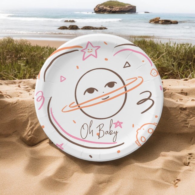 Plato De Papel Oh Baby (baby shower kids theme,birthday,wedding,baby shower,special occasion event paper plate party supplie)