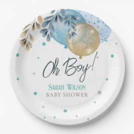 Plato De Papel Oh Baby Blue Balloons Boy Baby Shower