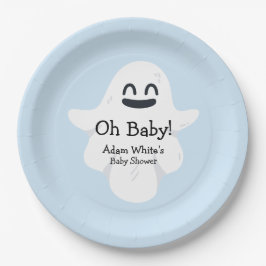 Plato De Papel Oh Baby Blue Ghost Halloween Baby Shower