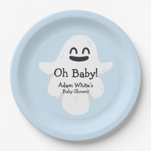 Plato De Papel Oh Baby Blue Ghost Halloween Baby Shower