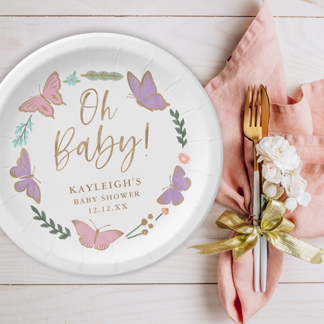 Plato De Papel Oh Baby Bonito Butterflies Baby Shower (Subido por el creador)