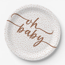 "Oh Baby" Brown Script Baby Shower