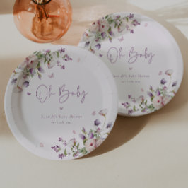 Plato De Papel Oh Baby Butterfly Garden Floral Baby Shower