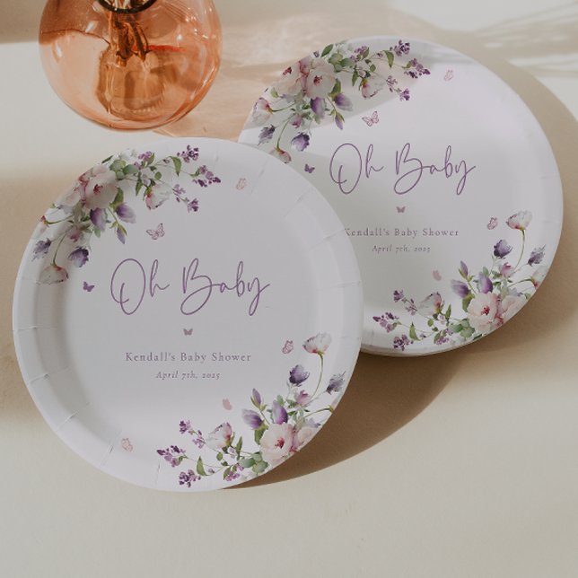 Plato De Papel Oh Baby Butterfly Garden Floral Baby Shower (Subido por el creador)