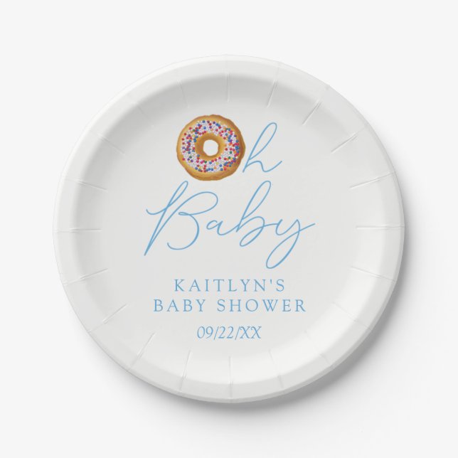 Plato De Papel Oh Baby Donut Sprinkle Boys Baby Shower (Anverso)