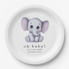 Plato De Papel Oh Baby Elephant Gender Neutral Baby Shower