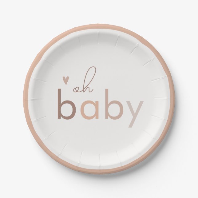 Plato De Papel Oh Baby Gender Neutral Modern Baby Shower (Anverso)
