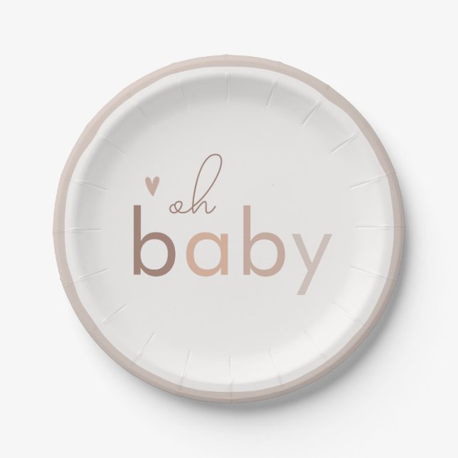 Plato De Papel Oh Baby Gender Neutral Modern Baby Shower (Anverso)