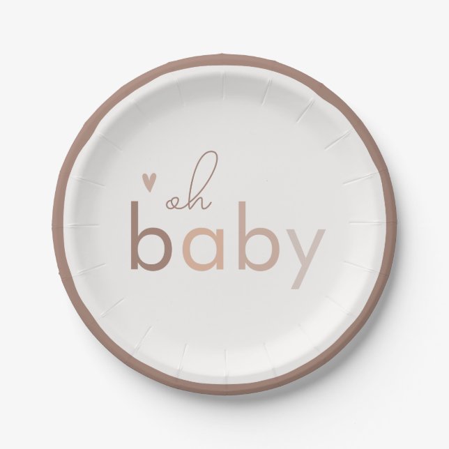 Plato De Papel Oh Baby Gender Neutral Modern Baby Shower (Anverso)