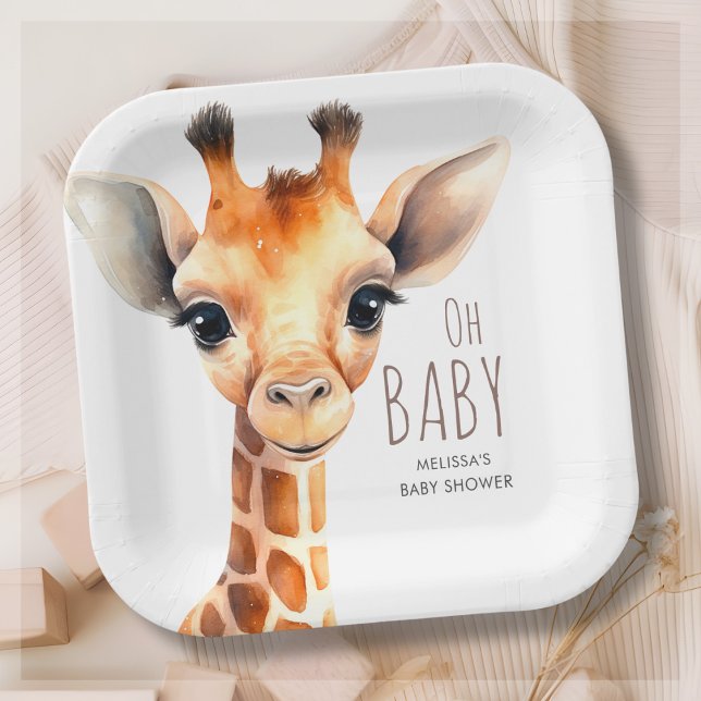 Plato De Papel Oh Baby Giraffe Baby Shower (Subido por el creador)