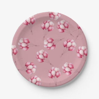 Plato De Papel Oh Baby Globos Rosados