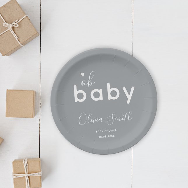 Plato De Papel Oh Baby Gris (Subido por el creador)