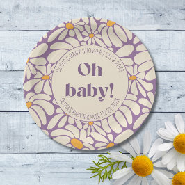 Plato De Papel Oh Baby Groovy Retro Daisies Flowers