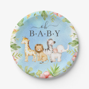 Plato De Papel Oh Baby Jungle Baby Shower 7" Placa