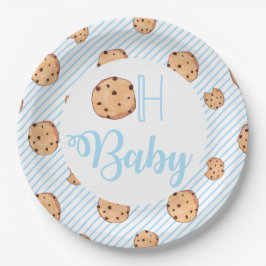 Plato De Papel Oh Baby Leche y Galletas azul Fiesta de Bebé