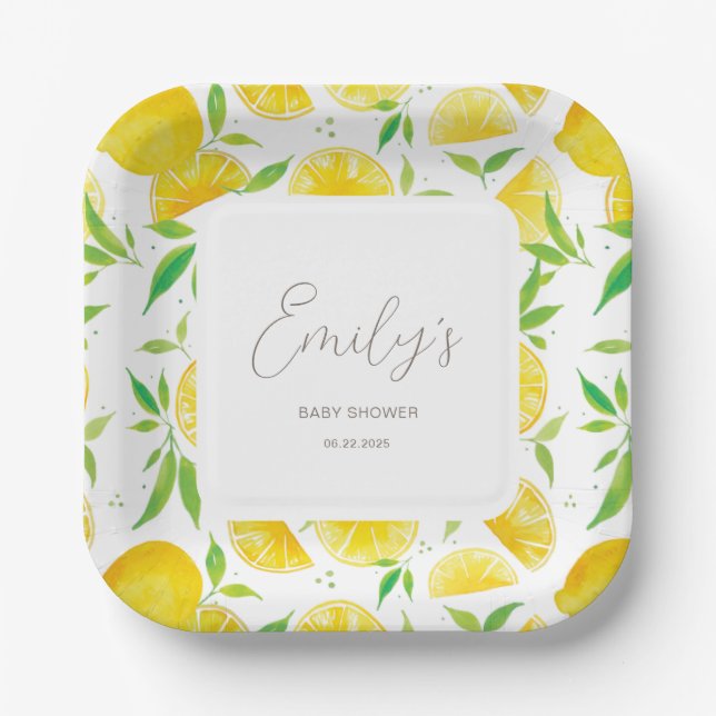 Plato De Papel Oh Baby Lemon Summer Baby Shower (Anverso)