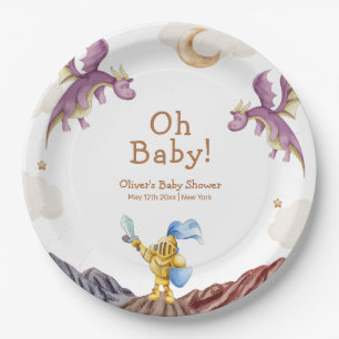 Plato De Papel Oh Baby Medieval Fairytale Dragon Boy Baby Shower
