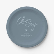 Oh Baby Moderno Minimal Polvo Azul Niño Baby Showe