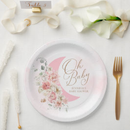 Plato De Papel Oh Baby Moon Chica Baby Shower