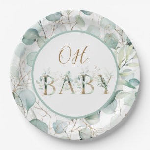 Plato De Papel Oh Baby Paper Plantas Eucalyptus Baby Shower