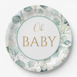Plato De Papel Oh Baby Paper Plantas Eucalyptus Baby Shower