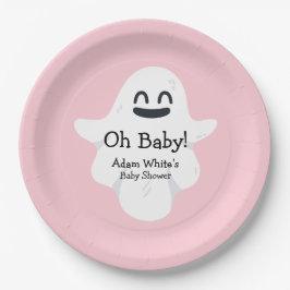 Plato De Papel Oh Baby Pink Ghost Halloween