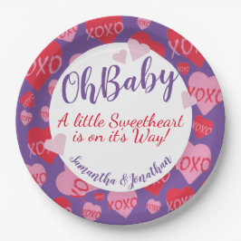 Plato De Papel Oh Baby Pink Red Hoyers Baby Shower Purple