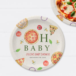 Plato De Papel Oh Baby Pizza + Pacificadores Baby Shower