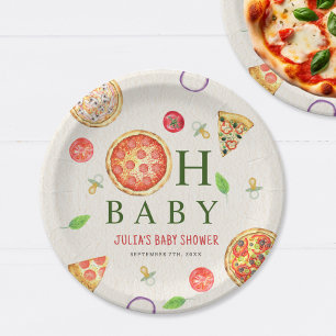 Plato De Papel Oh Baby Pizza + Pacificadores Baby Shower