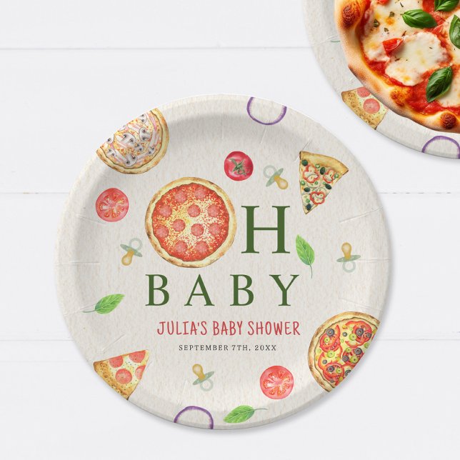 Plato De Papel Oh Baby Pizza + Pacificadores Baby Shower (Subido por el creador)