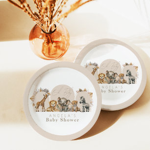Plato De Papel Oh Baby Safari Animals Boho Baby Shower