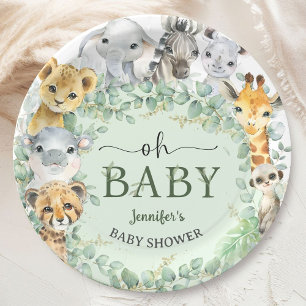 Plato De Papel Oh Baby Safari en la Jungla Animales Baby Shower