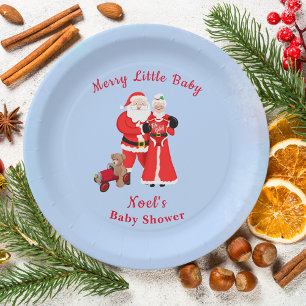 Plato De Papel Oh Baby Santa & Mrs Claus Baby Shower