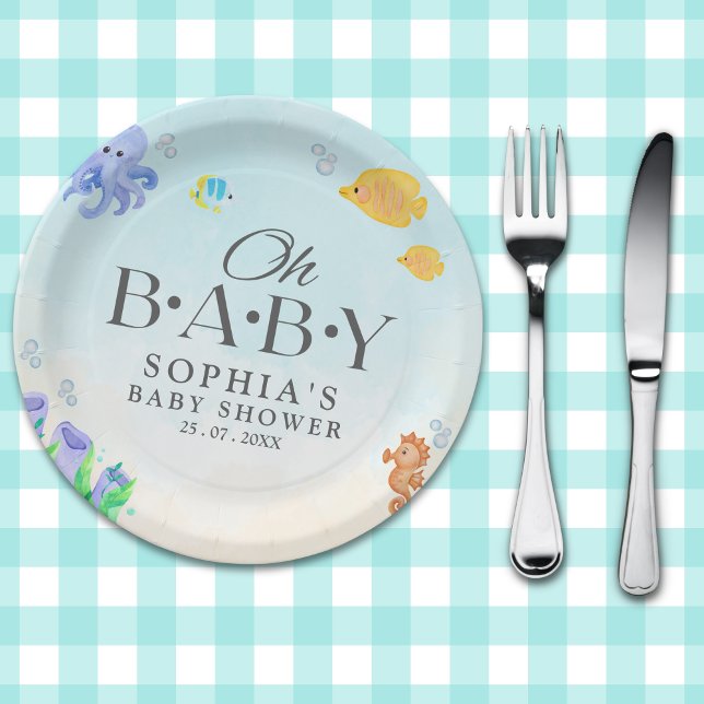 Plato De Papel Oh Baby Under Sea Baby Shower (Subido por el creador)