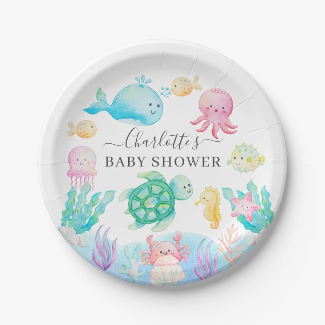 Plato De Papel Oh Baby Under Sea Baby Shower (Anverso)